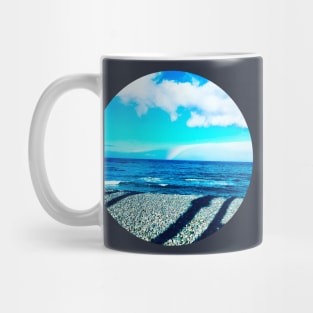 Shades Of Blue Ocean Summer Beach Waves With Sea Pebbles Under The Clear Blue Sky Mug